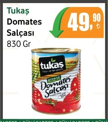 Tukaş Domates Salçası 830 Gr