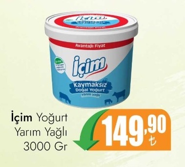 İçim Yoğurt Yarım Yağlı 3000 Gr