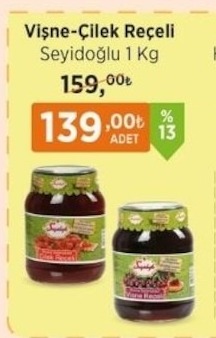 Vi̇şne-Çi̇lek Reçeli̇ Seyi̇doğlu 1 Kg
