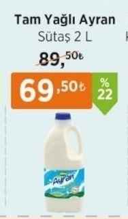 Tam Yağli Ayran Sütaş 2 L