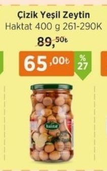 Haktat Çizik Yeşil Zeytin 400G