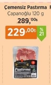 Çemensiz Pastırma Çapanoğlu 120G