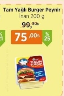 Tam Yağlı Burger Peynir İnan 200G