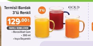 Termisil Bardak 3'Lü Renkli 300Ml