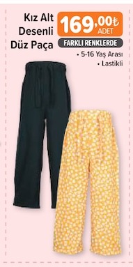 Kız Desenli Düz Paça