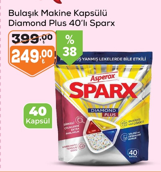 Bulaşık Makine Kapsülü Diamond Plus 40'Lı Sparx