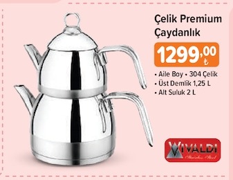 Vivaldi Çelik Premium Çaydanlık