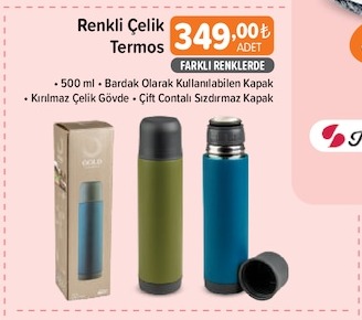 Renkli Çelik Termos 500 Ml