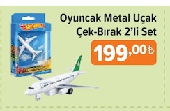Oyuncak Metal Uçak Çek-Bırak 2'Li Set