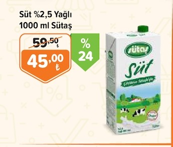 Sut %2,5 Yagli 1000Ml Sutasc