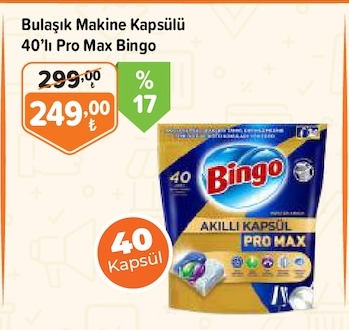 Bingo Bulaşık Makinesi Kapsülü Pro Max 40'Lı