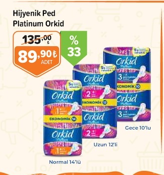 Hijyenik Ped Platinum Orkid Normal 14'Lü