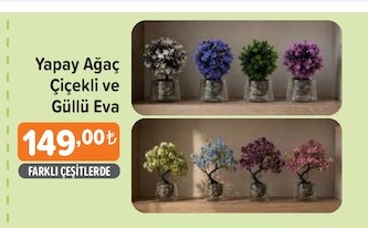 Yapay Ağaç Çiçekli Ve Güllü Eva