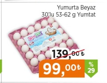 Yumtat Yumurta Beyaz 30Lu 53-62G