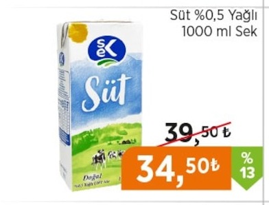 Sek Süt %0,5 Yağlı 1000 Ml