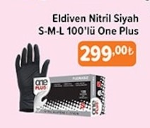 Eldiven Nitril Siyah S-M-L 100'Lü One Plus