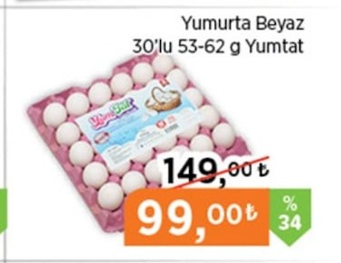 Yumtat Yumurta Beyaz 30Lu 53-62G