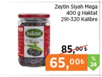 Haktat Siyah Zeytin Mega 400G