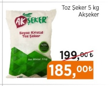 Akşeker Beyaz Kristal Toz Şeker 5Kg