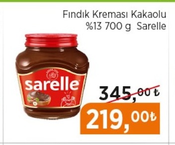 Fındık Kreması Kakaolu %13 700 G Sarelle