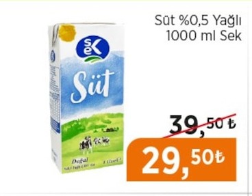 Süt %0,5 Yağlı 1000 Ml Sek