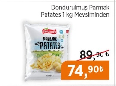 Dondurulmuş Parmak Patates 1 Kg Mevsiminden