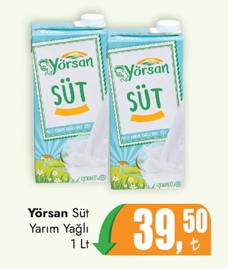 Yörsan Süt Yarım Yağlı 1 Lt