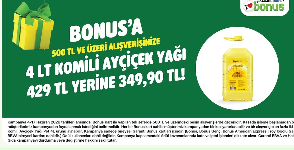 Bonus Garanti Bbva Komili Ayçiçek Yağı 4 Lt