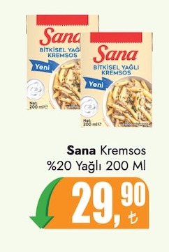 Sana Kremşos %20 Yağlı 200 Ml