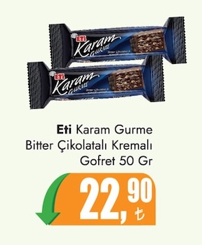 Eti Karam Gurme Bitter Çikolatalı Kremalı Gofret 50 Gr