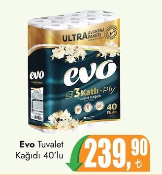Evo Tuvalet Kağıdı Ultra 3 Katlı 40 Rulo
