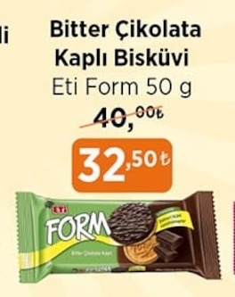 Eti Form Bitter Çikolata Kaplı Bisküvi 50 G