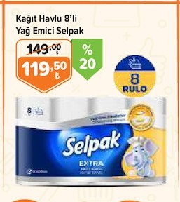 Kağıt Havlu 8'Li Yağ Emici Selpak