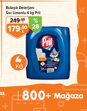 Sıvı Bulaşık Deterjanı Limonlu 4 Kg Pril