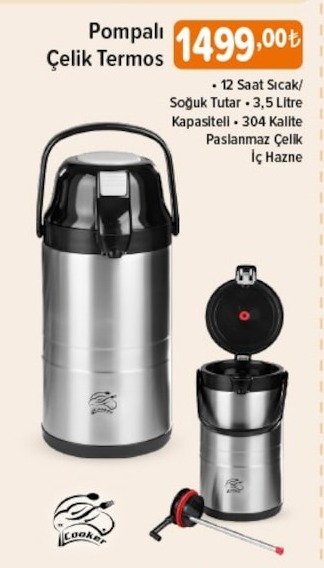 Pompalı Çelik Termos 3.5 Litre