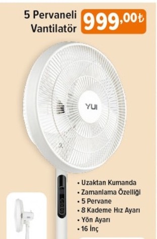 Yui 5 Fanlı Vantilatör