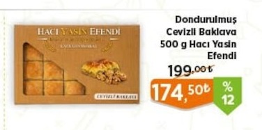 Dondurulmuş Cevizli Baklava 500G Hacı Yasin Efendi