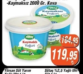 Sütaş Kaymaklı Yoğurt 2000 Gr