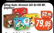 Sütaş Sade / Aromalı Süt 6X180 Ml