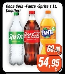 Coca Cola -Fanta -Sprite 1 Lt