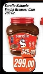 Sarelle Kakaolu Fındık Kreması Cam 700 Gr.
