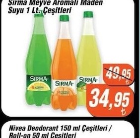 Sırma Meyve Aromalı Maden Suyu 1 Lt. Çeşitleri