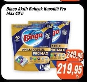 Bingo Akıllı Bulaşık Kapsülü Pro Max 40'Lı