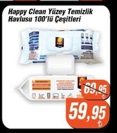 Happy Clean Yüzey Temizlik Havlusu 100'Lü Çeşitleri