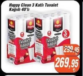 Happy Clean 3 Katlı Tuvalet Kağıdı 40'Lı