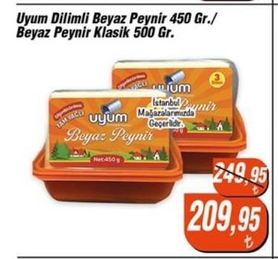 Uyum Dilimli Beyaz Peynir 450 Gr