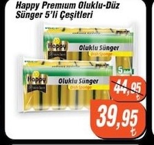 Happy Premium Oluklu-Düz Sünger 5'Li