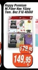 Happy Premium M.Fiber Has Yüzey Tem. Bez 3'Lü 40X60