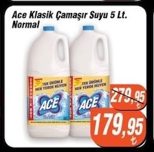 Ace Klasik Çamaşır Suyu 5 Lt. Normal