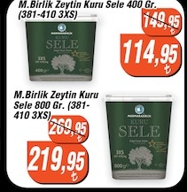 M.Birlik Zeytin Kuru Sele 400 Gr. (381-410 3Xs)